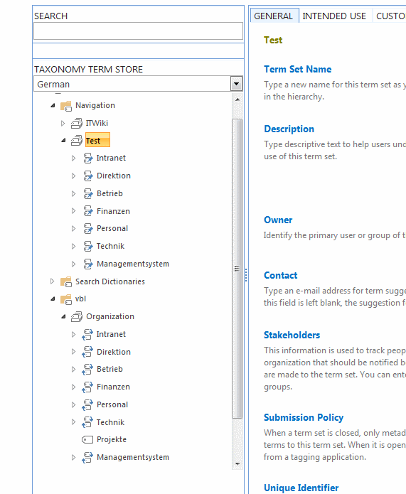 Create a shared managed metadata navigation