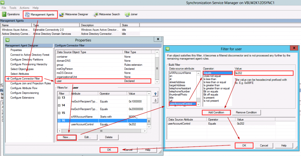 Configure Connector Filter - Account Disabled